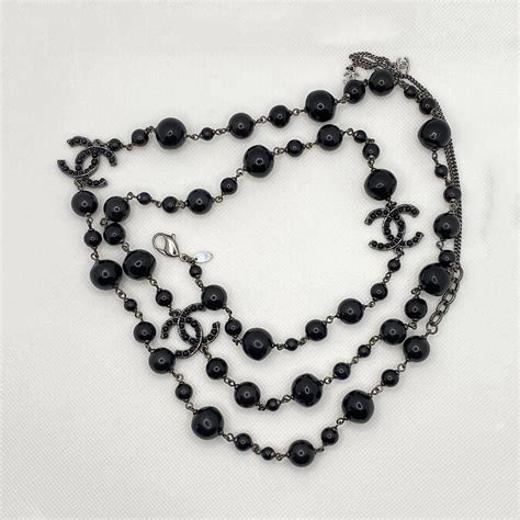 chanel long necklace with beads|luxury chanel long necklace.